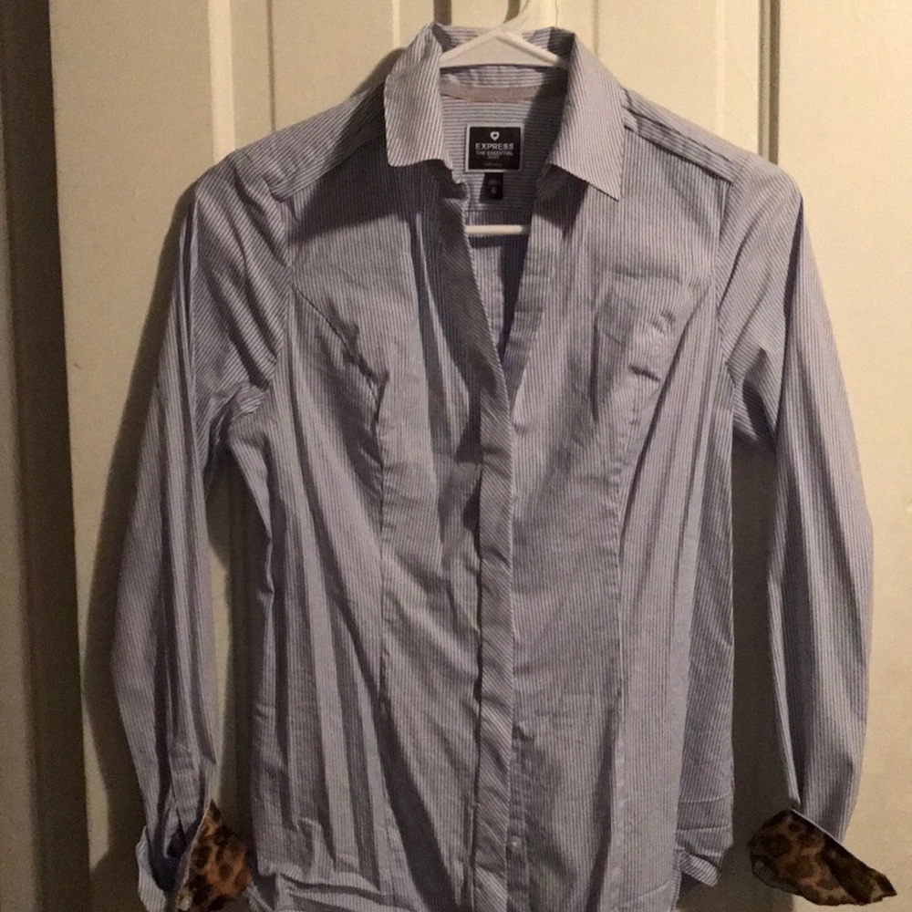 Express blue and white stripe button down